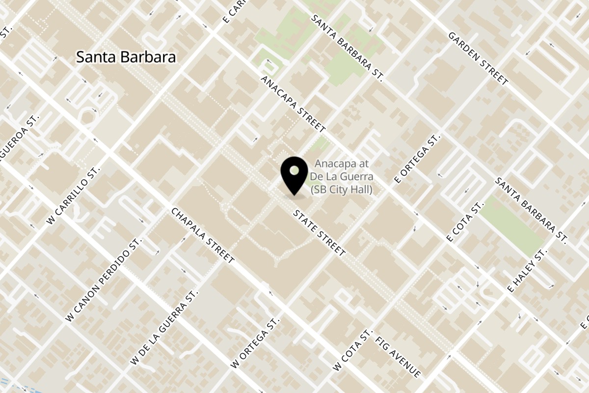 Map showing the location of Bombay734 on 734 State St in Santa Barbara